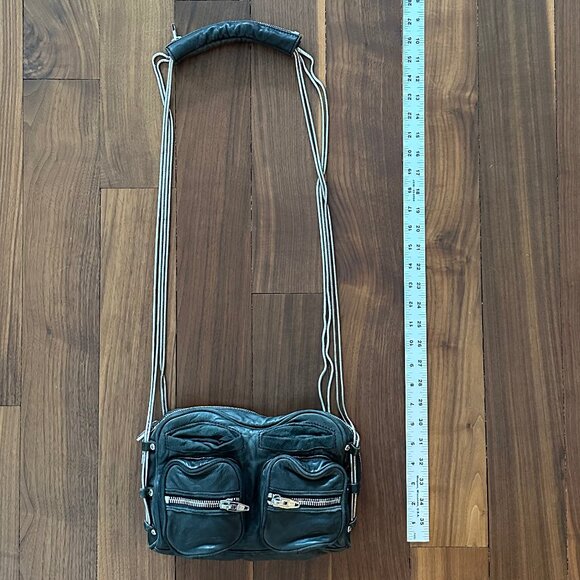 Alexander Wang Brenda Black Leather Crossbody w Chain Hardware - Picture 2 of 4